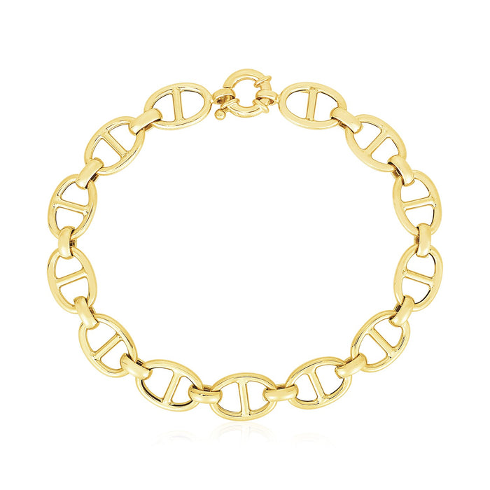 14k Yellow Gold High Polish Mariner Link Bracelet (8.8mm)