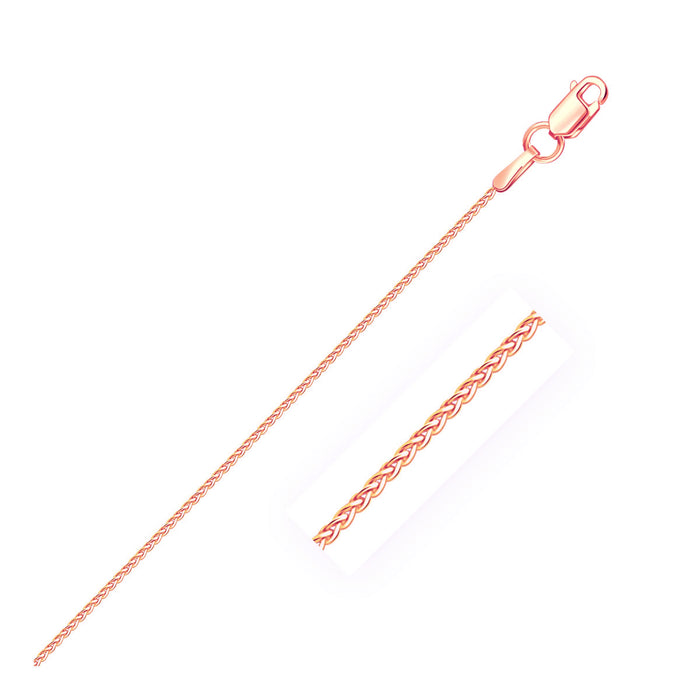 14k Rose Gold Round Wheat Chain 1.0mm