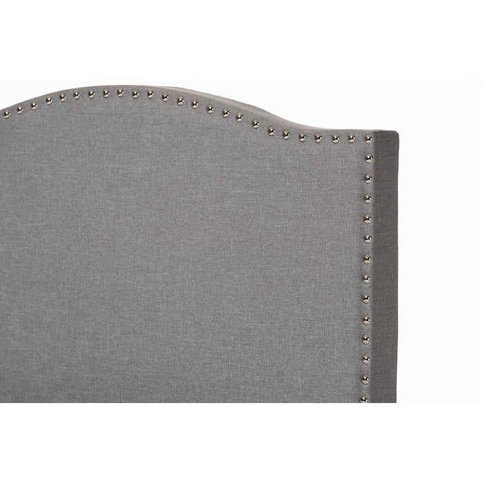 Grey Fabric Upholstered Twin Size Arched Bed with Nail Heads - No Brand For Less 