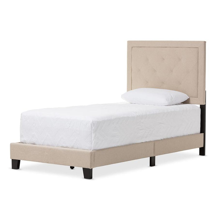 Paris Modern and Contemporary Beige Linen Upholstered Twin Size Tufting Bed