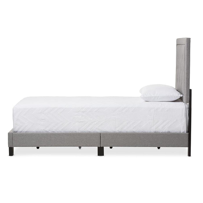 Paris Modern and Contemporary Grey Fabric Upholstered Twin Size Tufting Bed