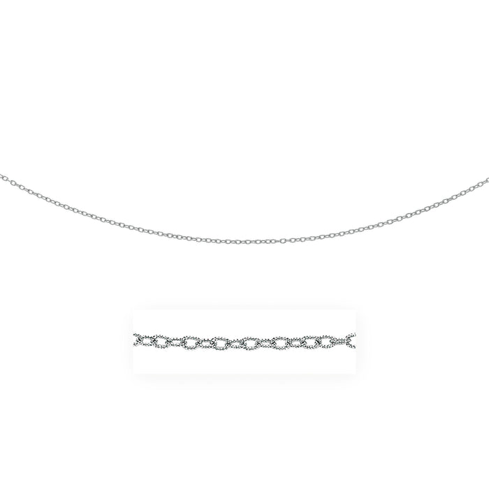 2.5mm 14k White Gold Pendant Chain with Textured Links