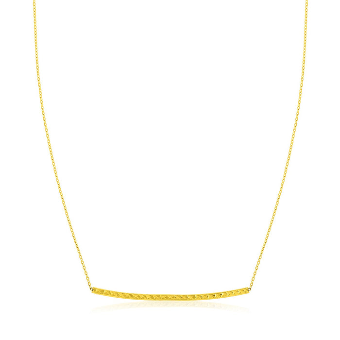 14k Yellow Gold Thin Textured Bar Necklace