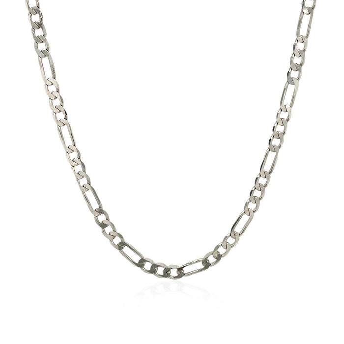 3.0mm 14k White Gold Solid Figaro Chain