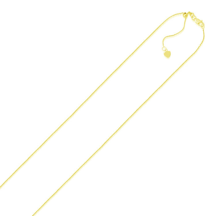 14k Yellow Gold Adjustable Cable Chain 0.9mm