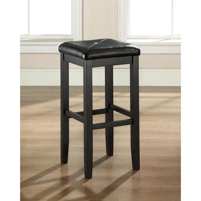 Upholstered Square Seat 2Pc Bar Stool Set Black/Black - 2 Stools