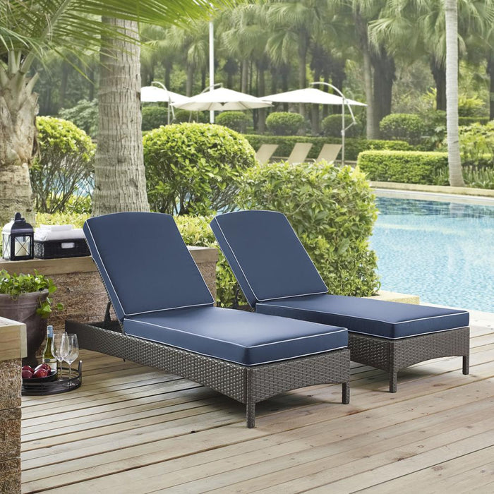 Palm Harbor Outdoor Wicker Chaise Lounge Navy/Weathered Gray