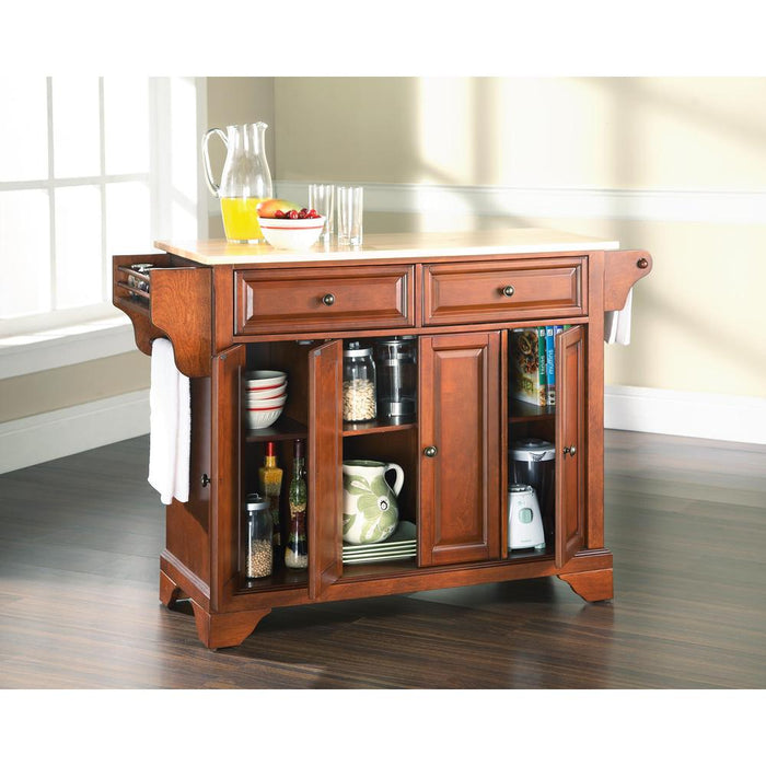 Lafayette Wood Top Full Size Kitchen Island/Cart Cherry/Natural