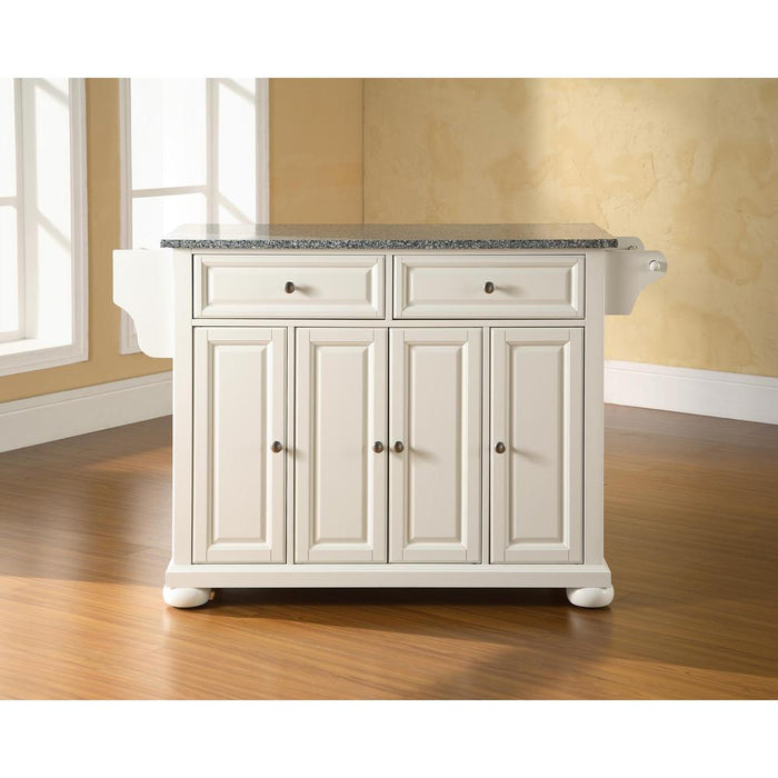 Alexandria Granite Top Full Size Kitchen Island/Cart White/Gray