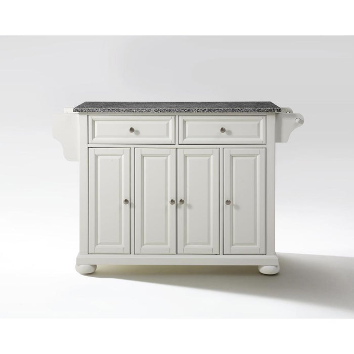 Alexandria Granite Top Full Size Kitchen Island/Cart White/Gray