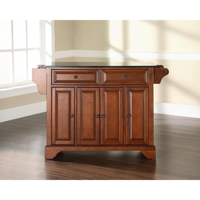 Lafayette Granite Top Full Size Kitchen Island/Cart Cherry/Black