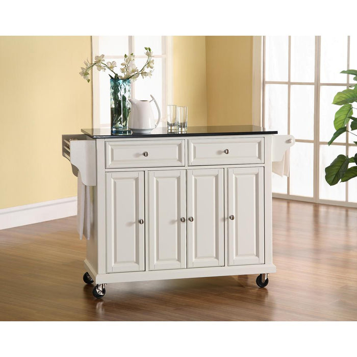 Full Size Granite Top Kitchen Cart White/Black