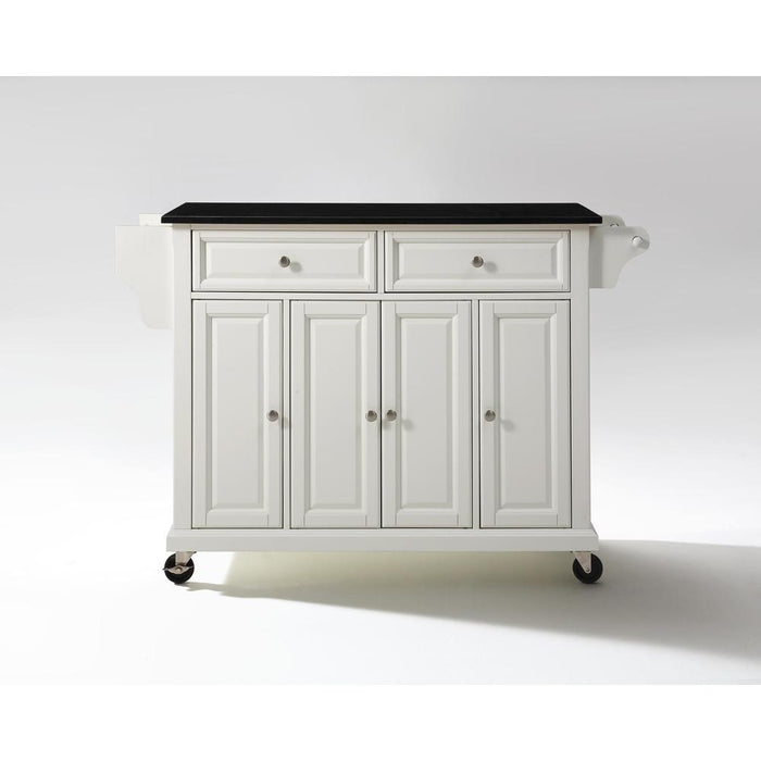 Full Size Granite Top Kitchen Cart White/Black