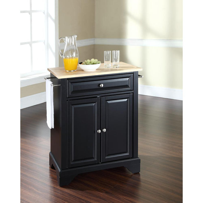 Lafayette Wood Top Portable Kitchen Island/Cart Black/Natural