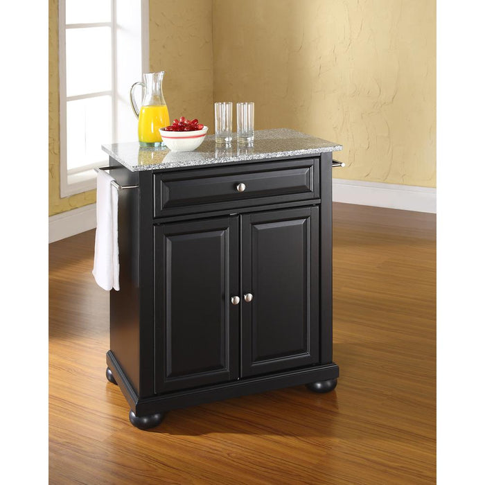 Alexandria Granite Top Portable Kitchen Island/Cart Black/Gray