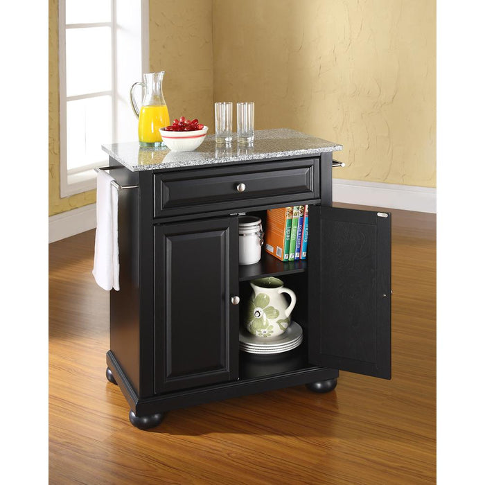 Alexandria Granite Top Portable Kitchen Island/Cart Black/Gray