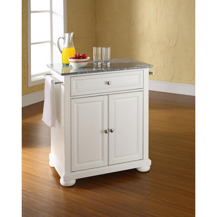 Alexandria Granite Top Portable Kitchen Island/Cart White/Gray