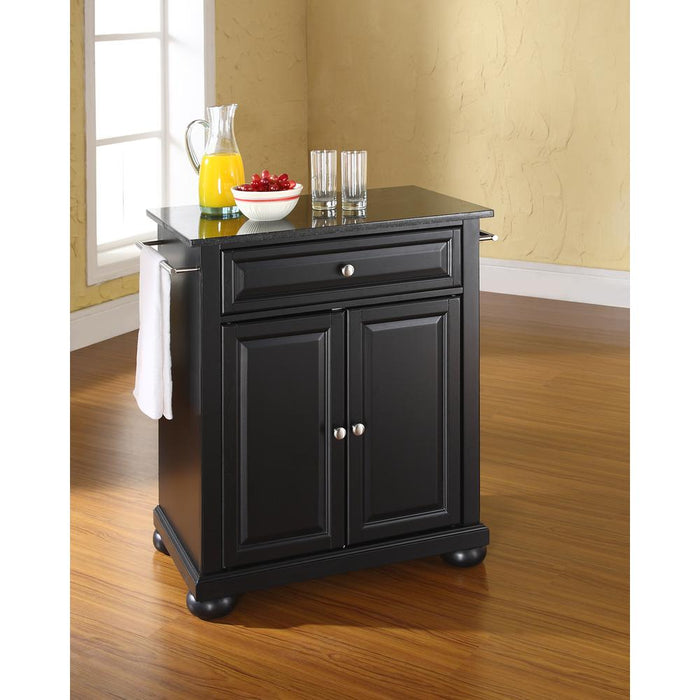 Alexandria Granite Top Portable Kitchen Island/Cart Black/Black