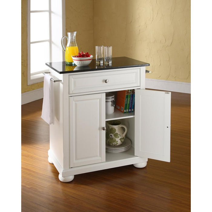 Alexandria Granite Top Portable Kitchen Island/Cart White/Black