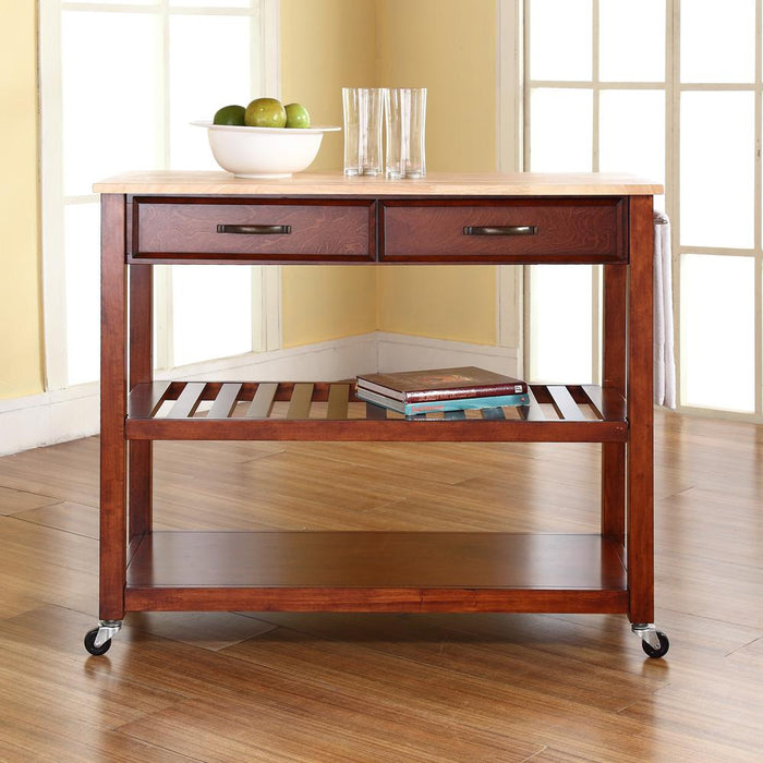 Wood Top Kitchen Prep Cart Cherry/Natural