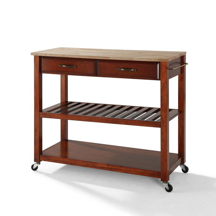 Wood Top Kitchen Prep Cart Cherry/Natural