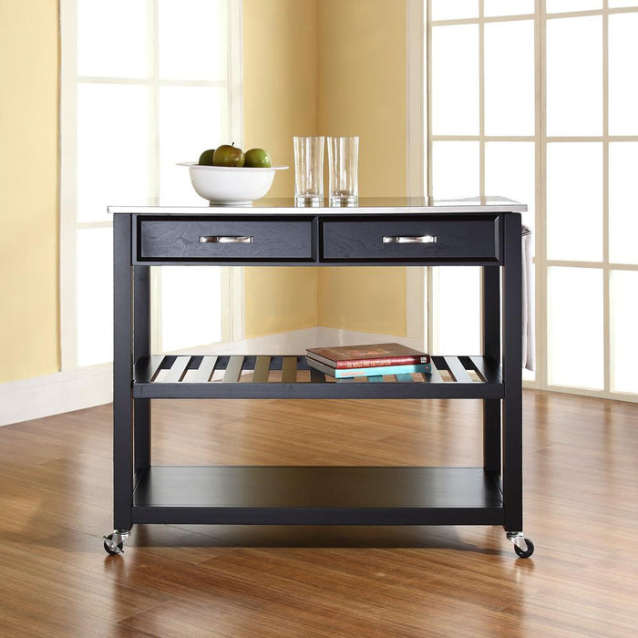 Stainless Steel Top Kitchen Prep Cart Black/Stainless Steel