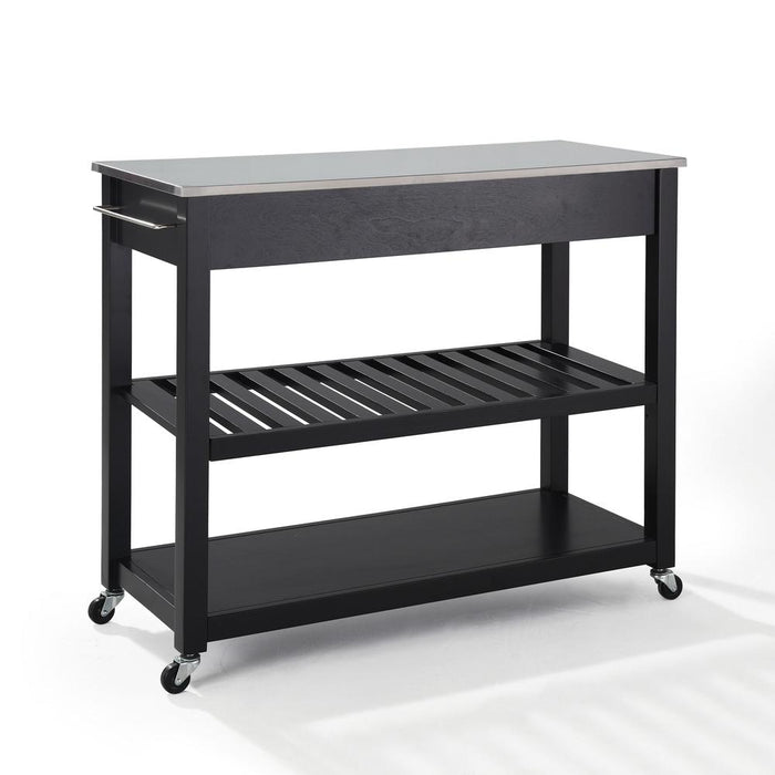 Stainless Steel Top Kitchen Prep Cart Black/Stainless Steel