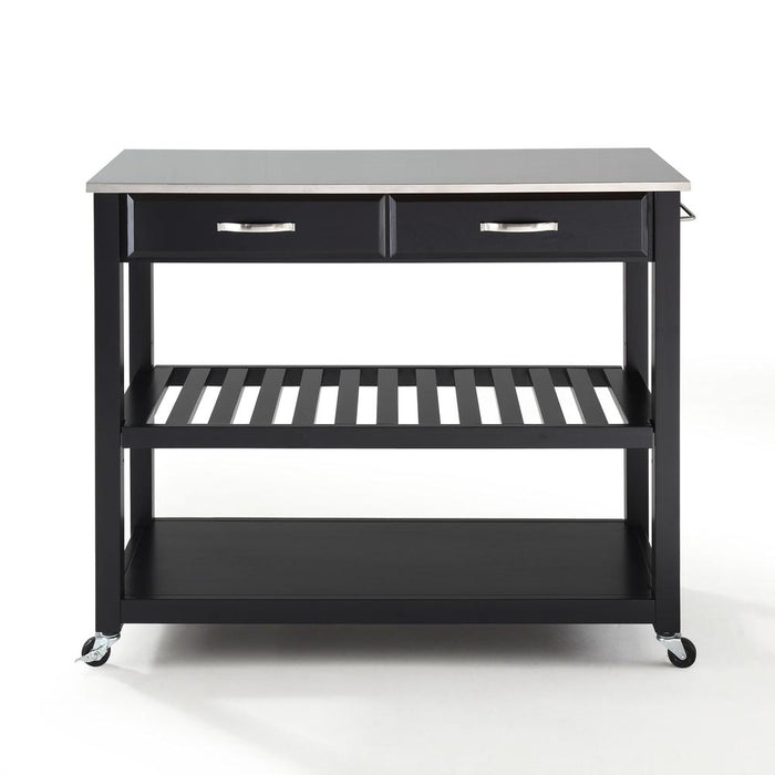 Stainless Steel Top Kitchen Prep Cart Black/Stainless Steel