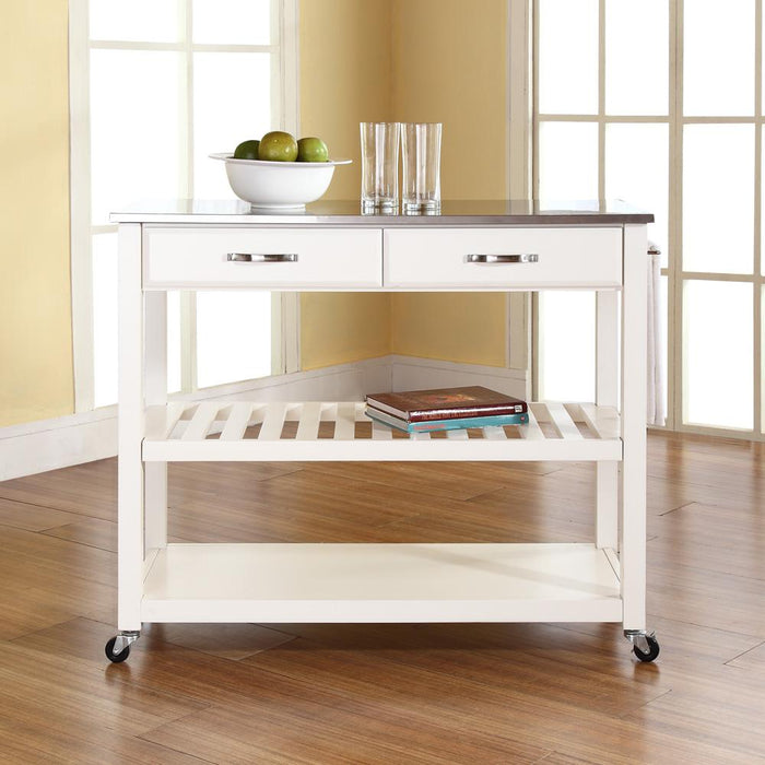 Stainless Steel Top Kitchen Prep Cart White/Stainless Steel