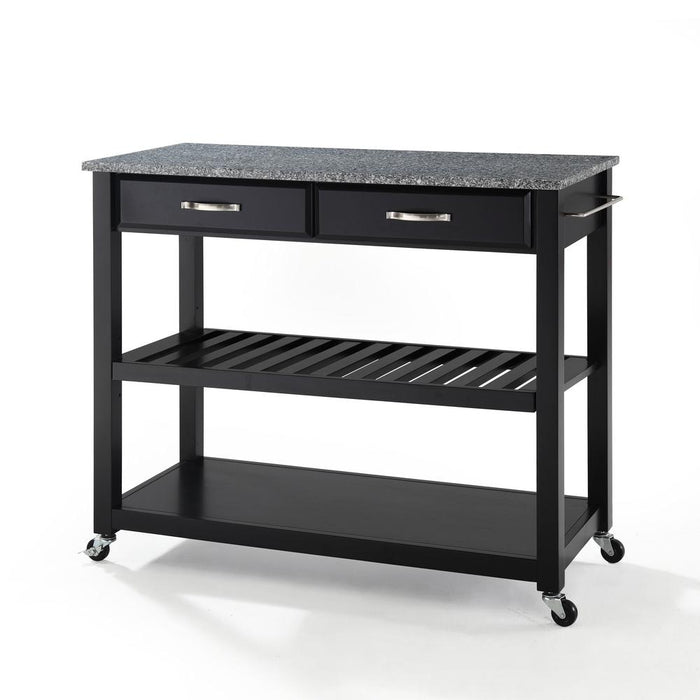 Granite Top Kitchen Prep Cart Black/Gray