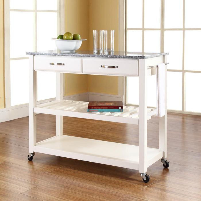 Granite Top Kitchen Prep Cart White/Gray