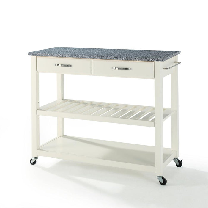 Granite Top Kitchen Prep Cart White/Gray