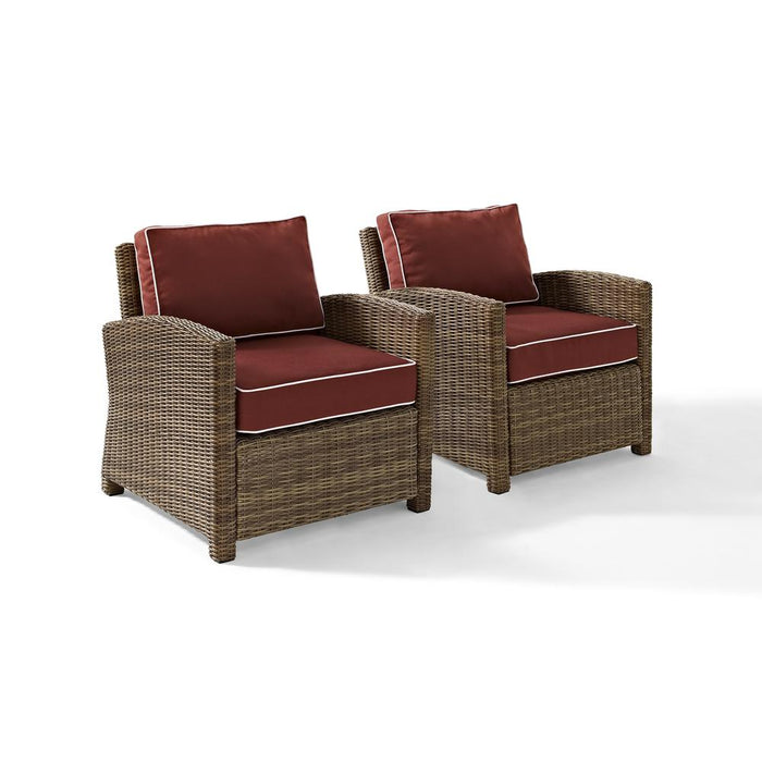 Bradenton 2Pc Outdoor Wicker Armchair Set Sangria/Weathered Brown - 2 Armchairs