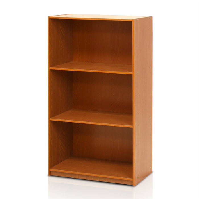 Basic 3-Tier Bookcase Storage Shelves, Light Cherry