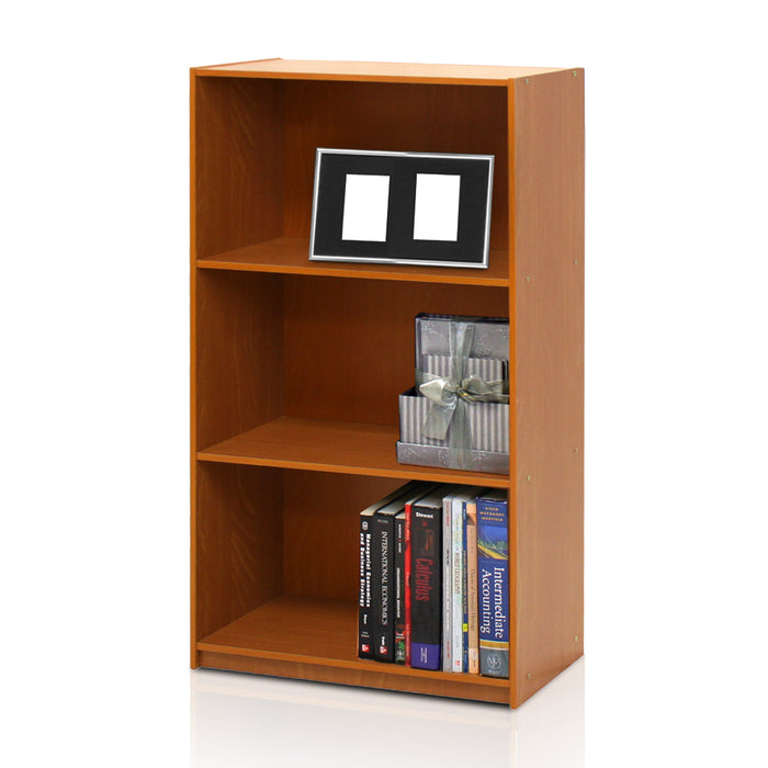 Basic 3-Tier Bookcase Storage Shelves, Light Cherry