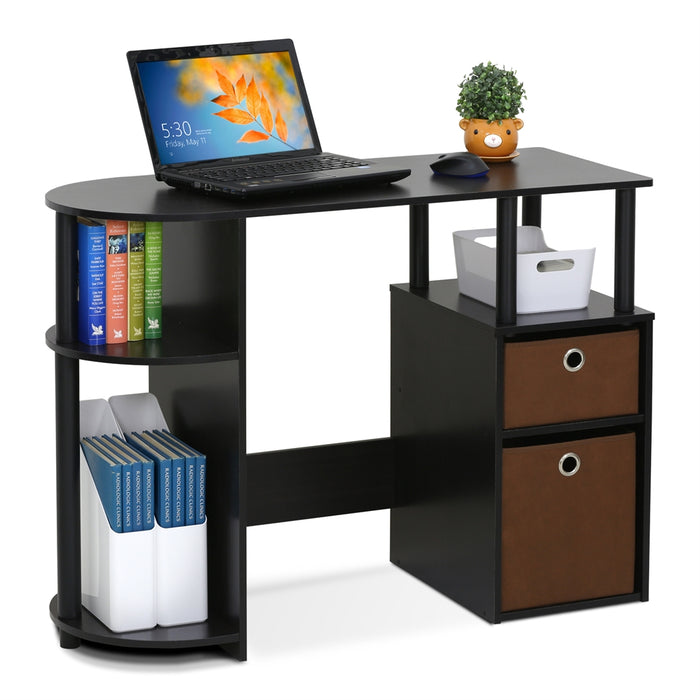 15111 JAYA Simplistic Computer Study Desk with Bin Drawers, Espresso