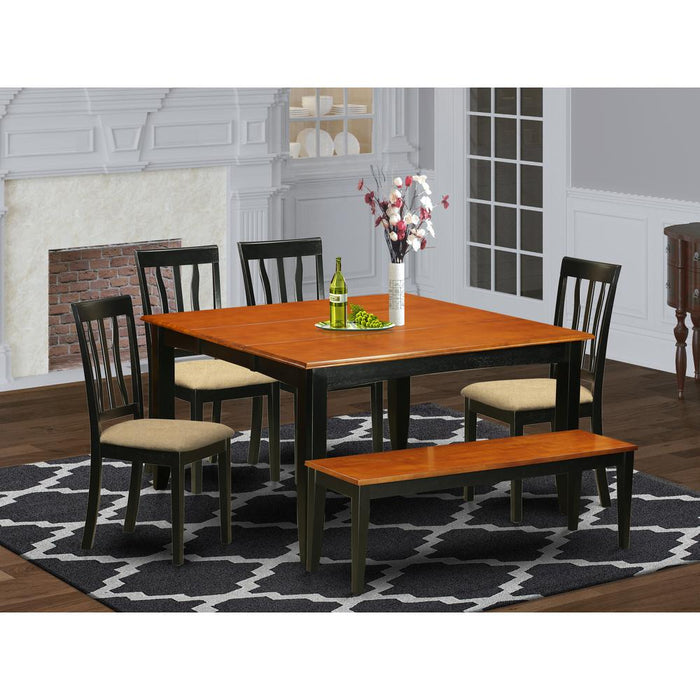 PFAN6-BCH-C 6-PC Kitchen table set with bench-Kitchen Tables and 4 Dining Chairs Plus bench