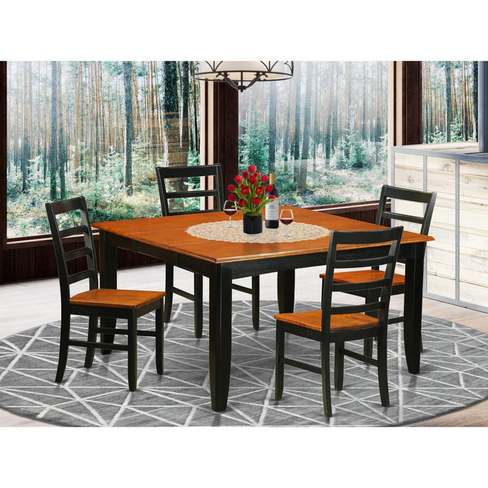 5  Pc  Dining  set-Square  Dining  Table  with  Leaf  and  4  Dining  Chairs