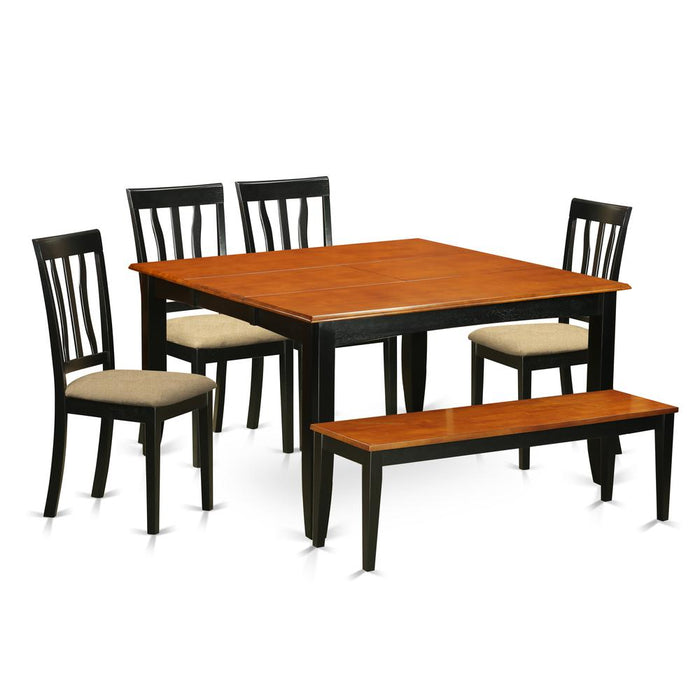 PFAN6-BCH-C 6-PC Kitchen table set with bench-Kitchen Tables and 4 Dining Chairs Plus bench