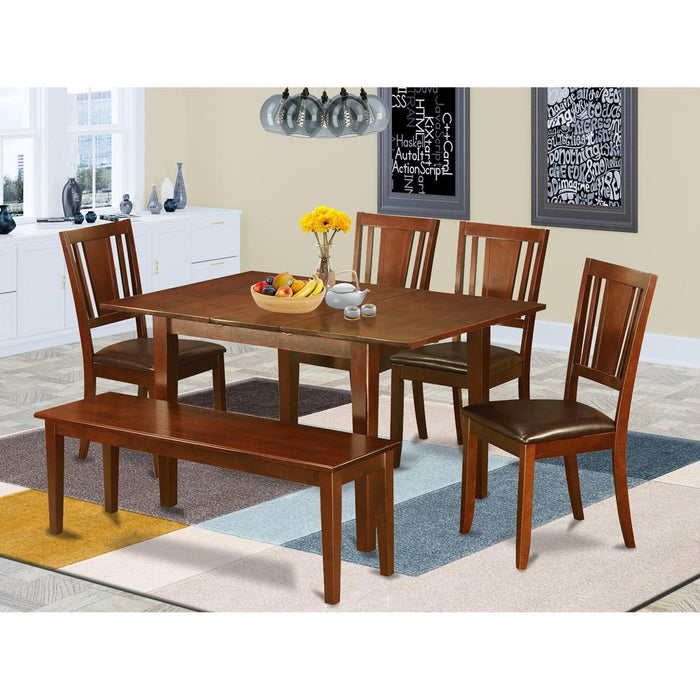 6-Pc  Dining  room  set  with  bench-  Table  with  4  Dining  Chairs  and  Bench