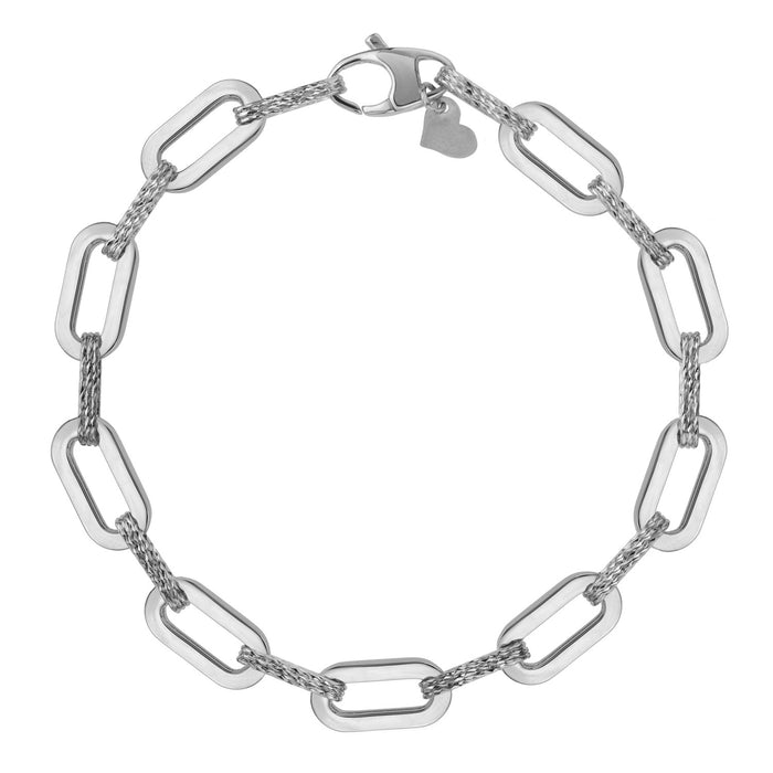 14k White Gold Diamante Paperclip Chain Bracelet (7.00 mm)