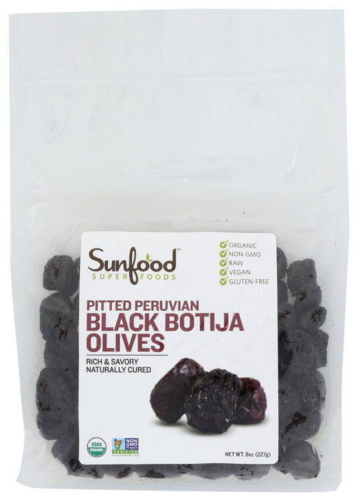 SUNFOOD SUPERFOODS: Olives Pttd Blk Btja Prvn, 8 OZ