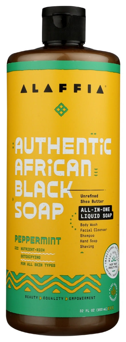 ALAFFIA: Soap Auth Blk Peppermint, 32 FO