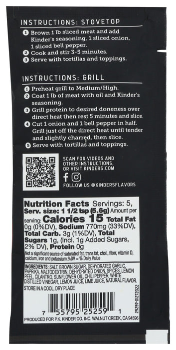 KINDERS: Seasoning Fajita Blend, 1 OZ