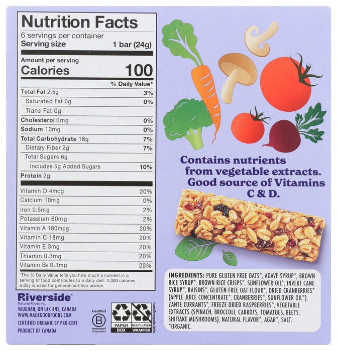 MADEGOOD: Mixed Berry Granola Bar, 5.10 oz