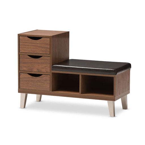 3-Drawer Shoe Storage Padded Leatherette Seating Bench with Two Open Shelves - No Brand For Less 