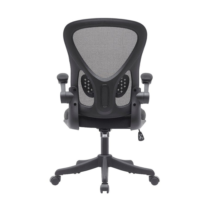 Techni Mobili Black Mesh Office Chair with Lumbar Support and Flip-Up Arms