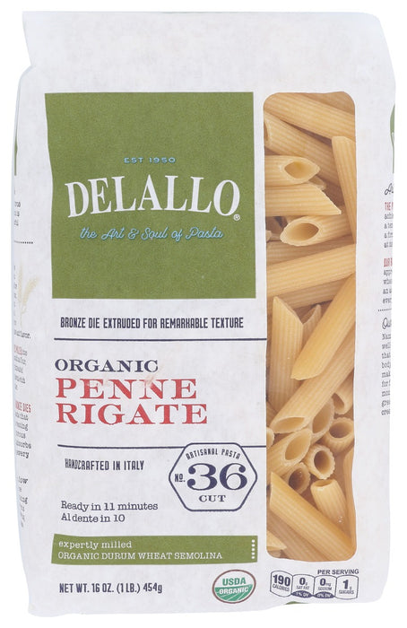 DELALLO: Pasta Semolina Penne Rigati Org, 16 oz