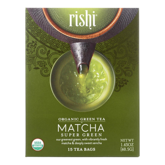 Rishi Green Tea Blend - Matcha Super - Case Of 6 - 15 Bags