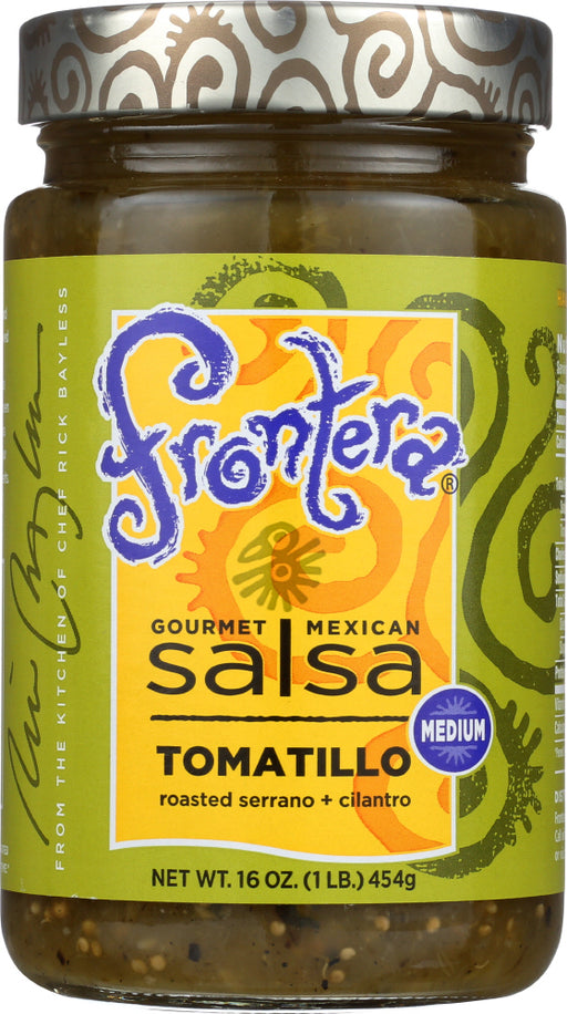 Description
Tomatillo Salsa with roasted Serrano and cilantro
The tang of sweet roasted tomatillos, aromatic cilantro, slow-cooked garlic and lively serrano chiles makes a salsa beloved throughout Central Mexico. From the majestic Aztec Empire (when tomatillos were on noble tables) until today, tomatillo salsas have been Mexico's foundation of "zing" for everything from totops (aka tortilla chips) and tostadas to tacos. You can taste our dedication to small-batch salsa made from fresh ingredients.